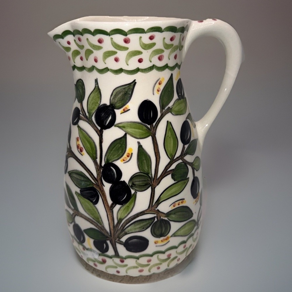 Ceramicas de Coimbra SECXXIII Portugal 8" Pitcher/Vase NEW Olive Branch